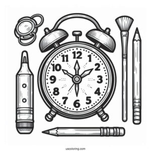 Simple Outline Of an Alarm Clock To Color