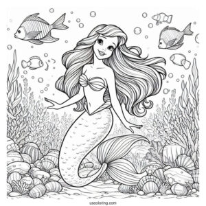 Realistic Ariel Under The Sea Coloring In
