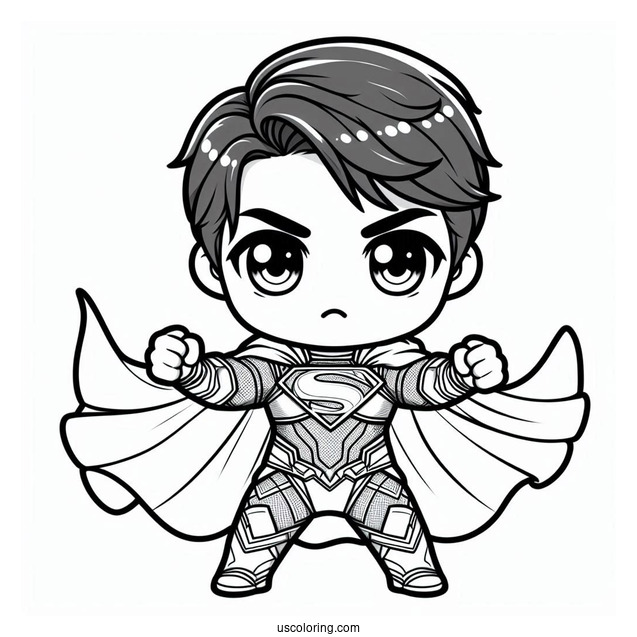 Chibi Superhero In Cool Outfit Coloring Sheet