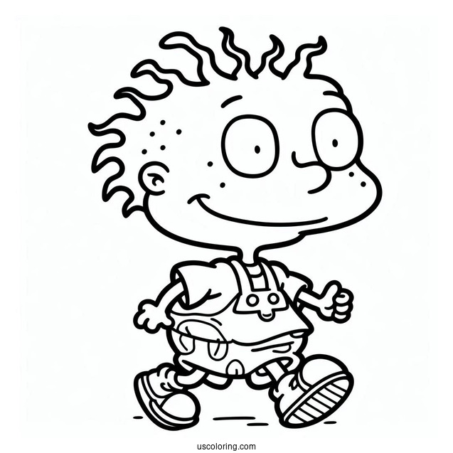 Rugrats Coloring Page Of Simple Stu Pickles Walking Outline