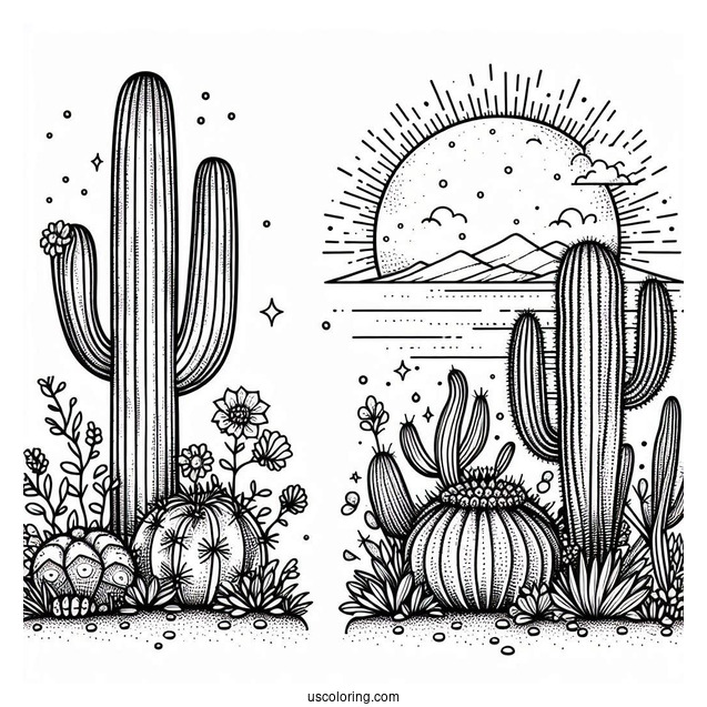 Saguaro And Golden Barrel Cactus