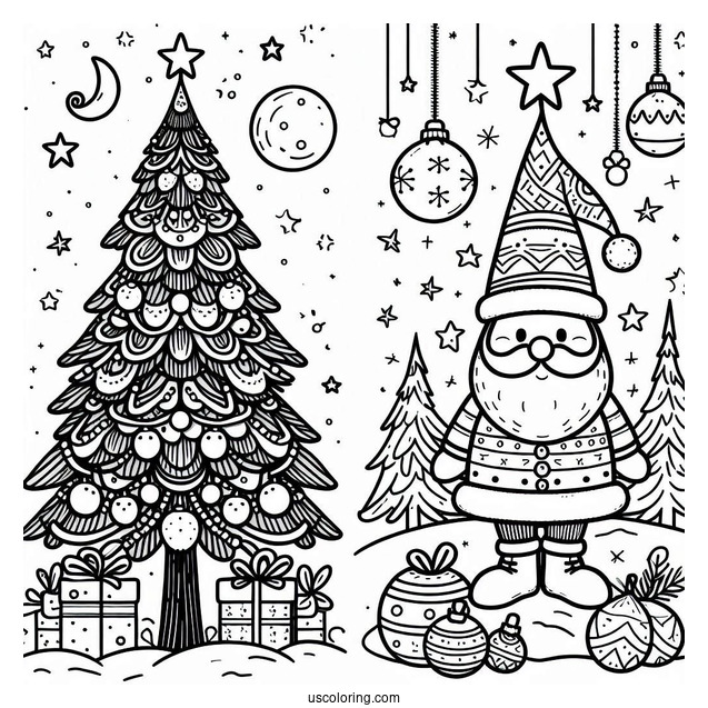 North Pole Christmas Tree Coloring Page