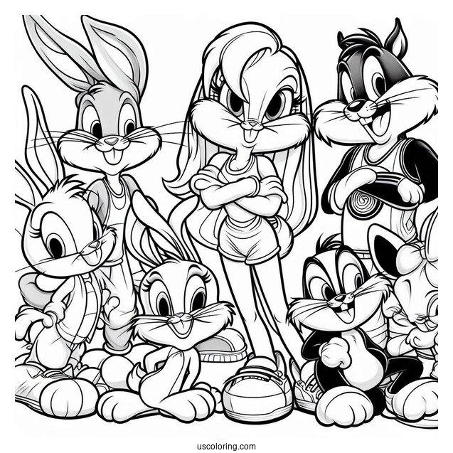 Space Jam Tune Squad Lola Bunny, Bugs Bunny, Tweety, Sylvester, And Tasmanian Devil