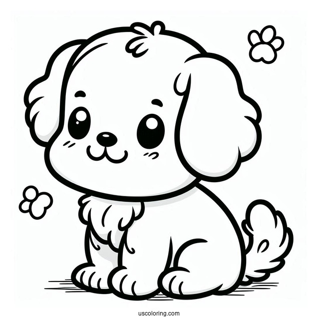 Two Tone Puppy Coloring Sheet For Preschoolers