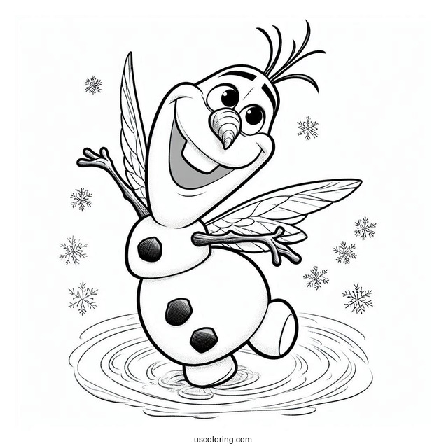 Olaf Making A Snow Angel To Color