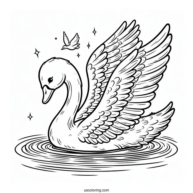 Swan Coloring Page Swimming Away From Ugly Duckling