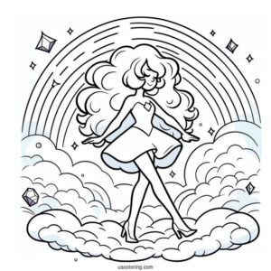 Steven Universe Coloring Page Of Rainbow Quartz 2.0 Walking On Clouds