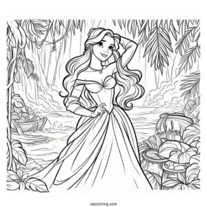 Tarzan Coloring Page Of Jane Porter Wearing Gown And Gloves In Jungle