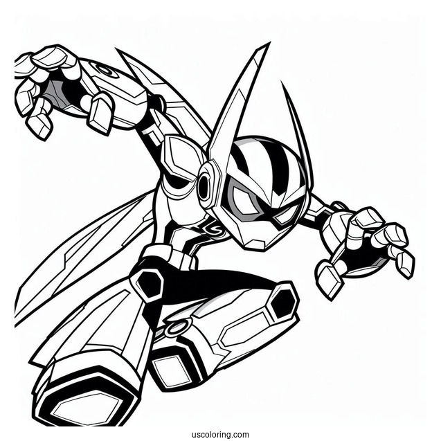 Ben 10 Coloring Page Of Crashhopper Leaping