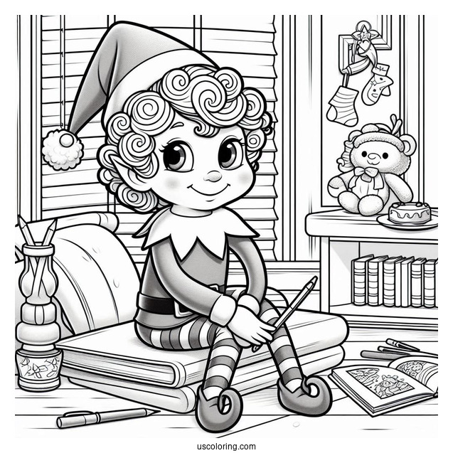 Groovy Looking Elf On The Shelf To Color