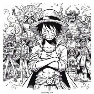 Detailed One Piece Coloring Page Of Straw Hat Crew
