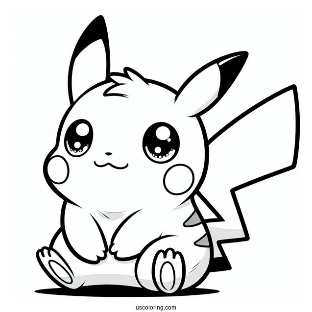 Big-Eyed Pikachu Coloring Sheet