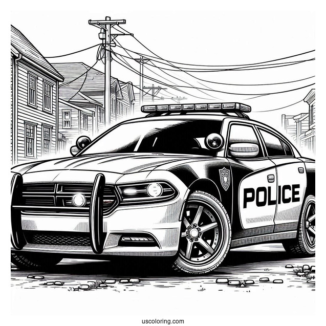 Dodge Charger Police Car On Street To Color