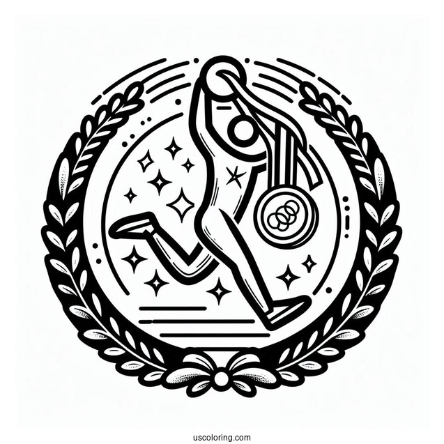 Easy Olympics Coloring Page Of Medal For Kids
