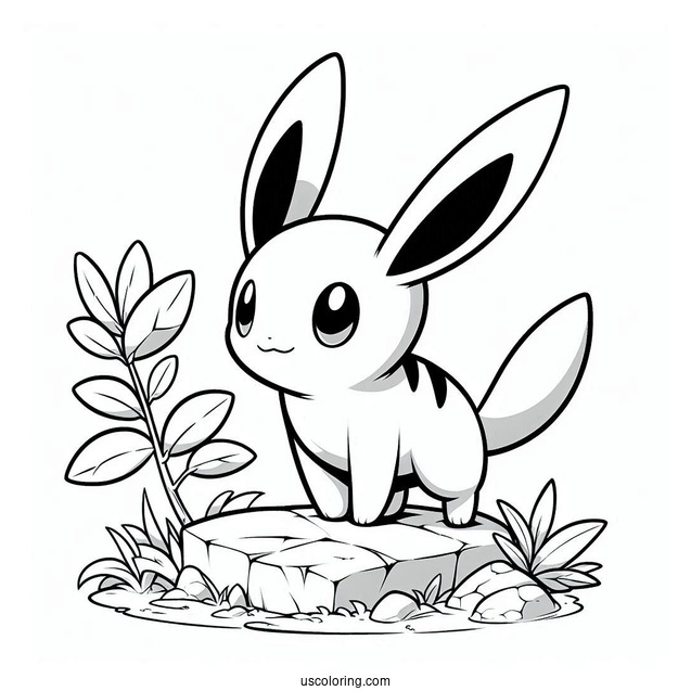 Adorable Mudkip Standing On Rock Coloring In