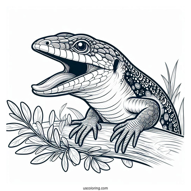 Blue Tongued Skink Lizard Coloring Page Hissing