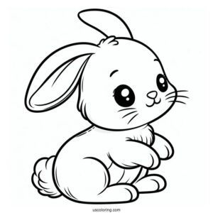 Easy Outline Of Baby Rabbit For Kids