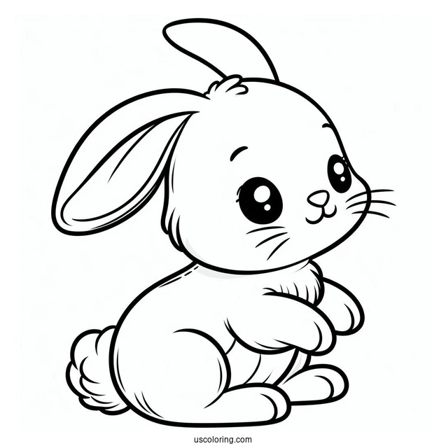 Easy Outline Of Baby Rabbit For Kids