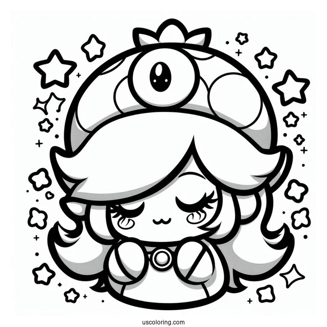 Kawaii Rosalina Coloring Page With Luma For Kids