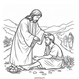Jesus Coloring Page Healing The Sick On The Side Of The Road
