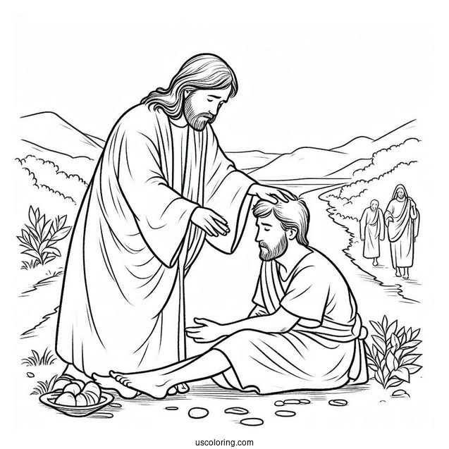 Jesus Coloring Page Healing The Sick On The Side Of The Road