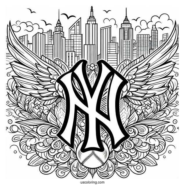 New York Coloring Page Of Yankees Logo