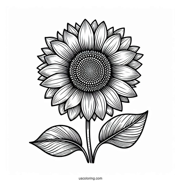 Sunflower With Big Petals For Coloring