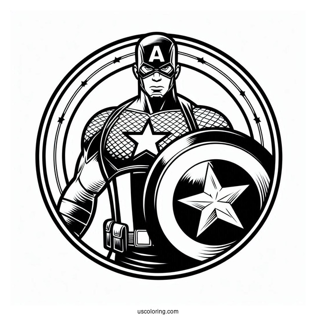 Captain America Shield Coloring Page