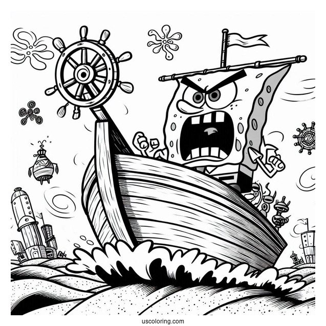 Flying Dutchman In A Rage SpongeBob Coloring Page