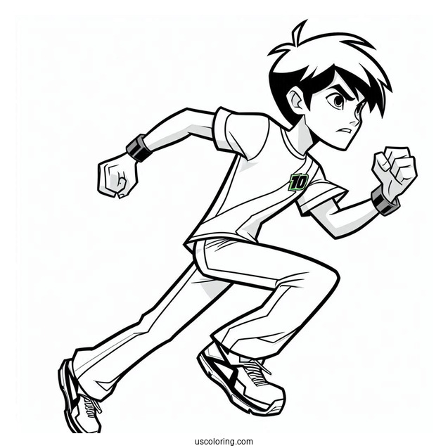 Ben 10 Coloring Page Of Young Gwen Tennyson Running For Kids
