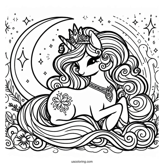 Simple Princess Celestia Coloring Page For Preschoolers