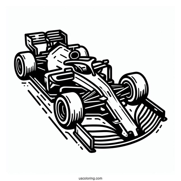 Easy Formula 1 Race Car For Kids To Color