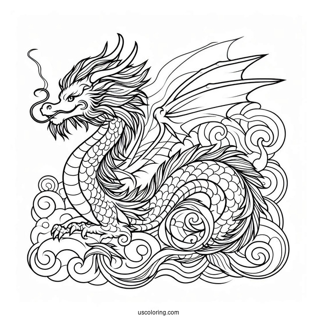Simple Outline Of a Dragon To Color For Kids