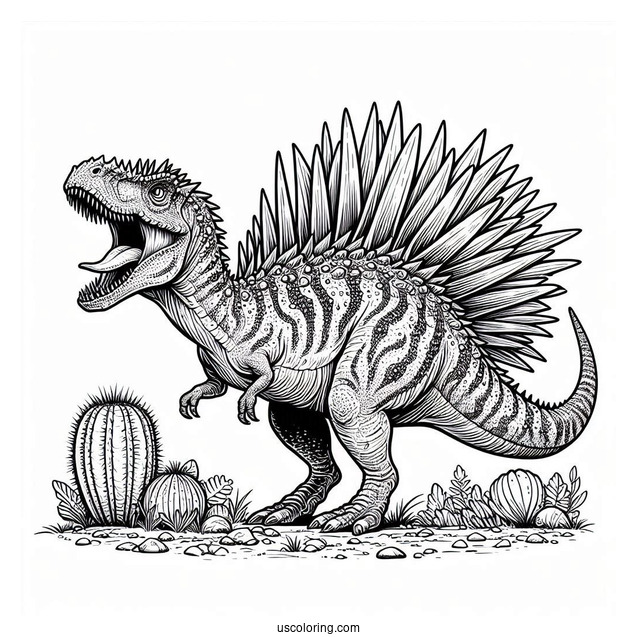 Spiky Yutyrannus Growling Coloring Page
