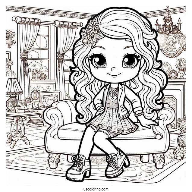 Polly Pocket Coloring Page Of Griselle Grande In The Living Room