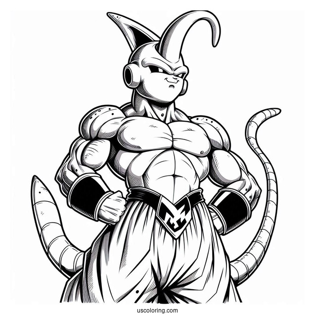 Dragon Ball Z Coloring Page Of Detailed Majin Buu Standing Proud