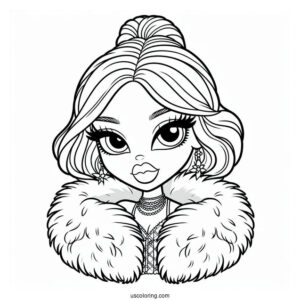 Bratz Meygan In Fur Coat Coloring Page