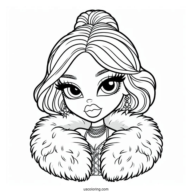 Bratz Meygan In Fur Coat Coloring Page