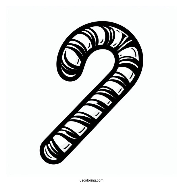 Easy Outline Of a Candy Cane To Color