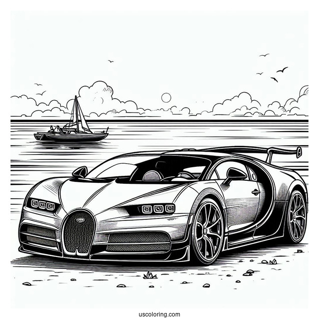 Bugatti Coloring Page Vision Gran Turismo At The Beach