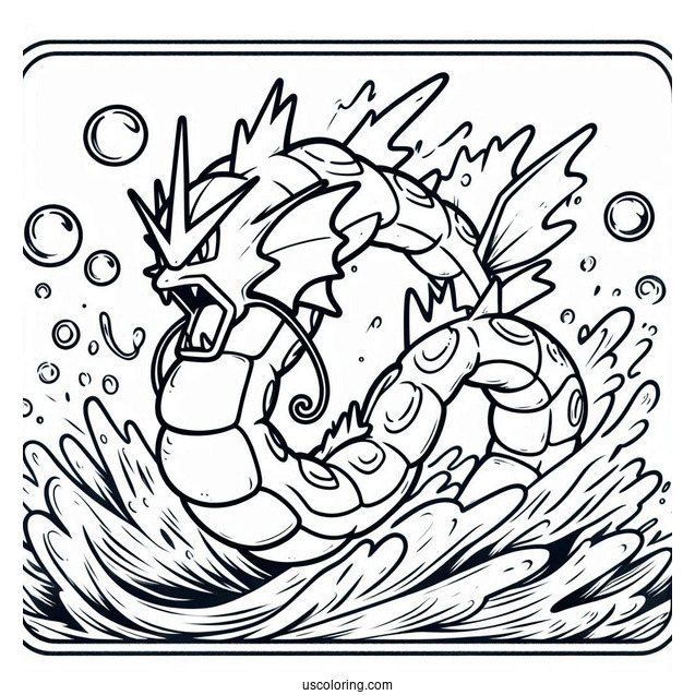 Gyarados Splash Burn Pokemon Card Coloring Page