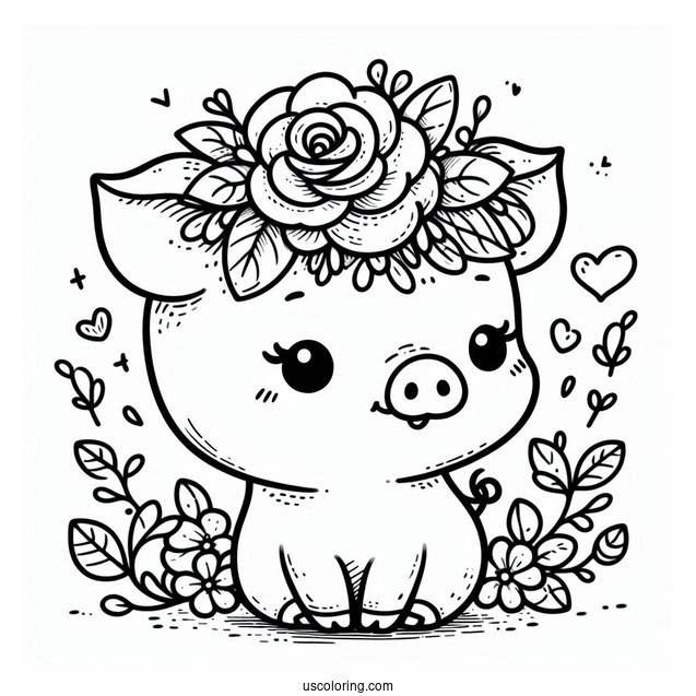 Cute Teacup Pig Coloring Page