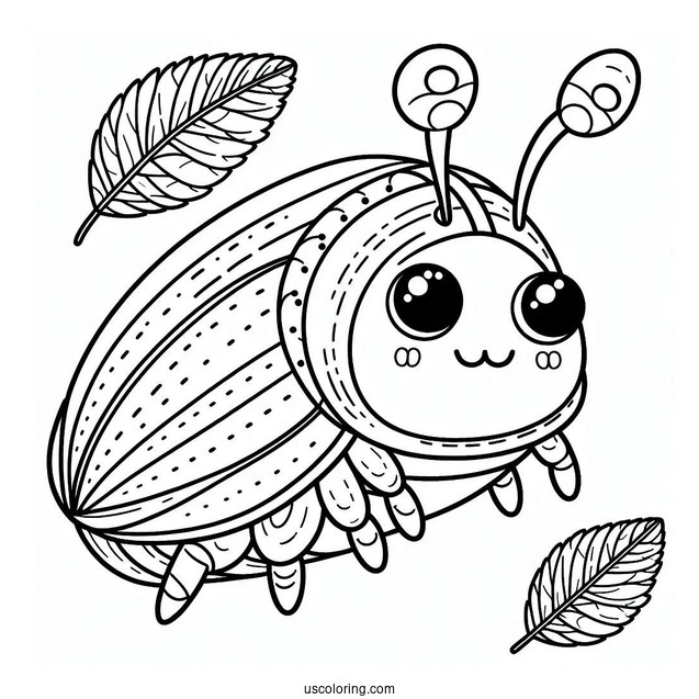 Cartoon Beetle Coloring Page Outline For Preschoolers