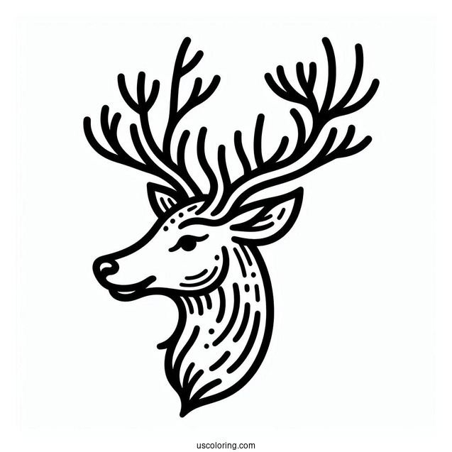 Simple Outline Of Reindeer Head