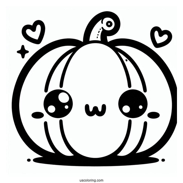 Kawaii Pumpkin Coloring Page For Preschoolers