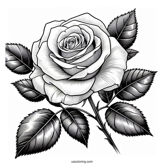 Realistic Rose Coloring Page