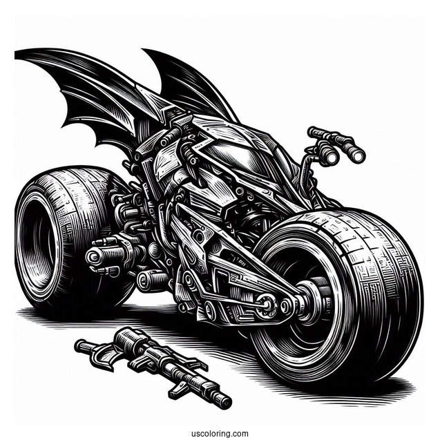Batpod Motorcycle From Dark Knight Coloring Sheet