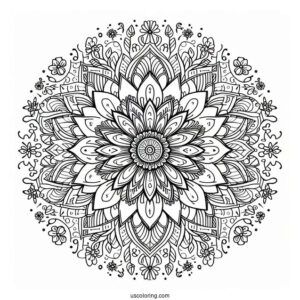 Intricate Spring Flower Mandala With Words At The Center