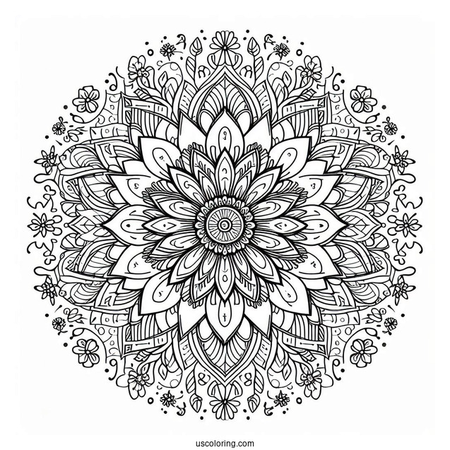 Intricate Spring Flower Mandala With Words At The Center