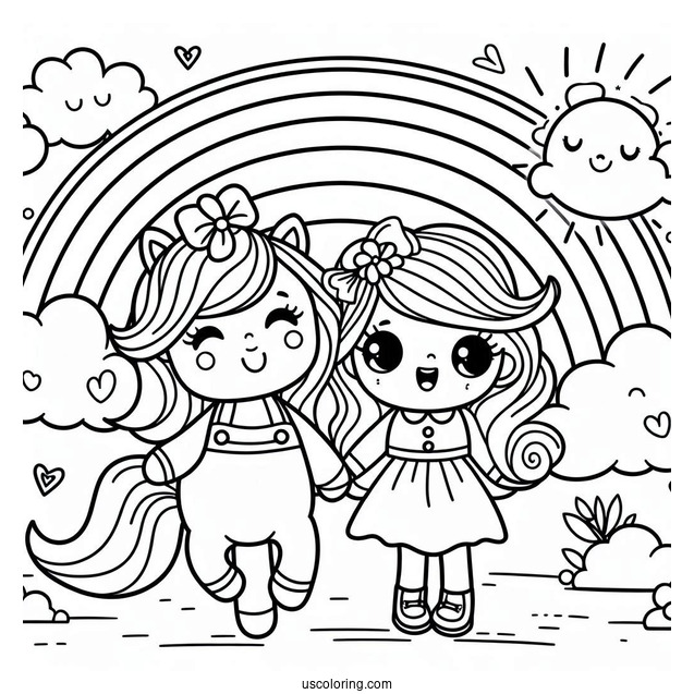 Easy Full Page Rainbow Friends Coloring Page Poster For Kids